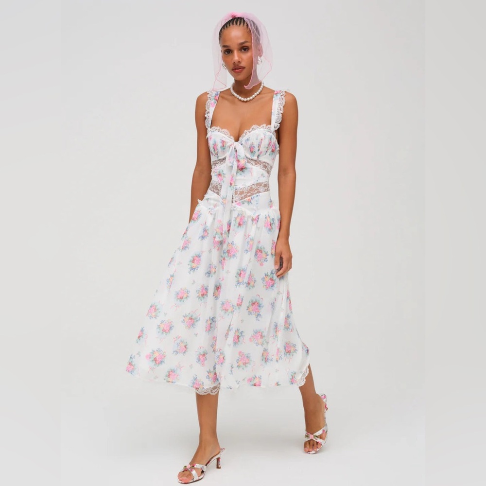 FOR LOVE & LEMONS Doily Bouquet Midi Dress